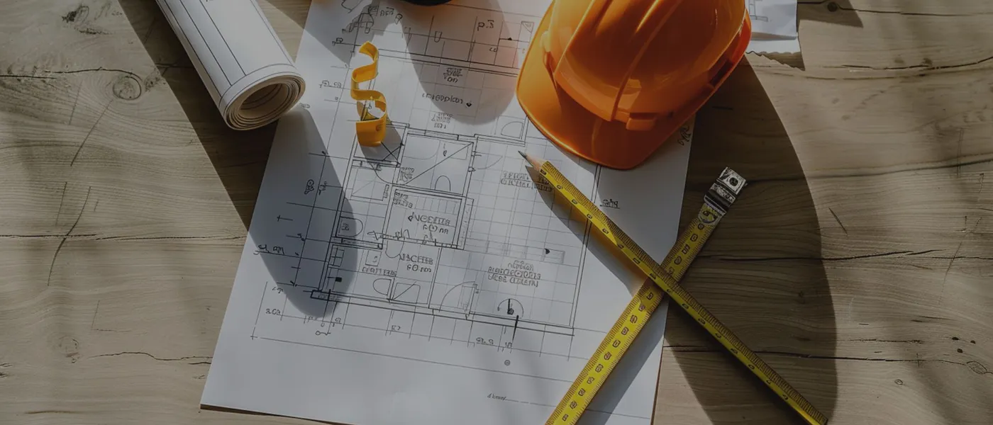 Construction blueprints and tools on a job site table — JEGO Ltd planning process