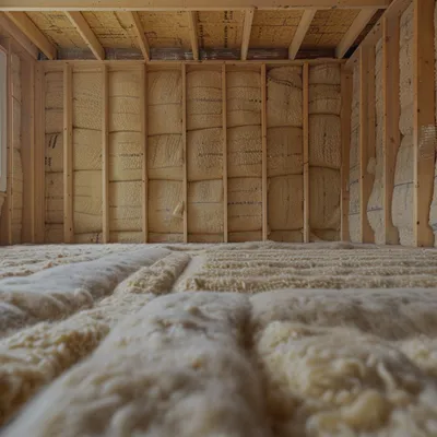 Mineral wool insulation installation between steel studs