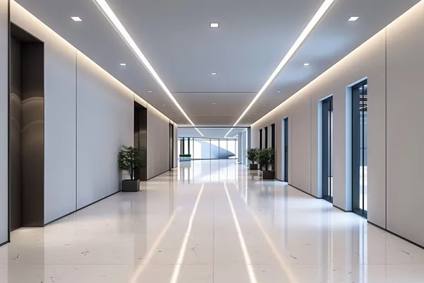 Turnkey finished commercial corridor with drywall, suspended ceiling and paint — Vancouver Island